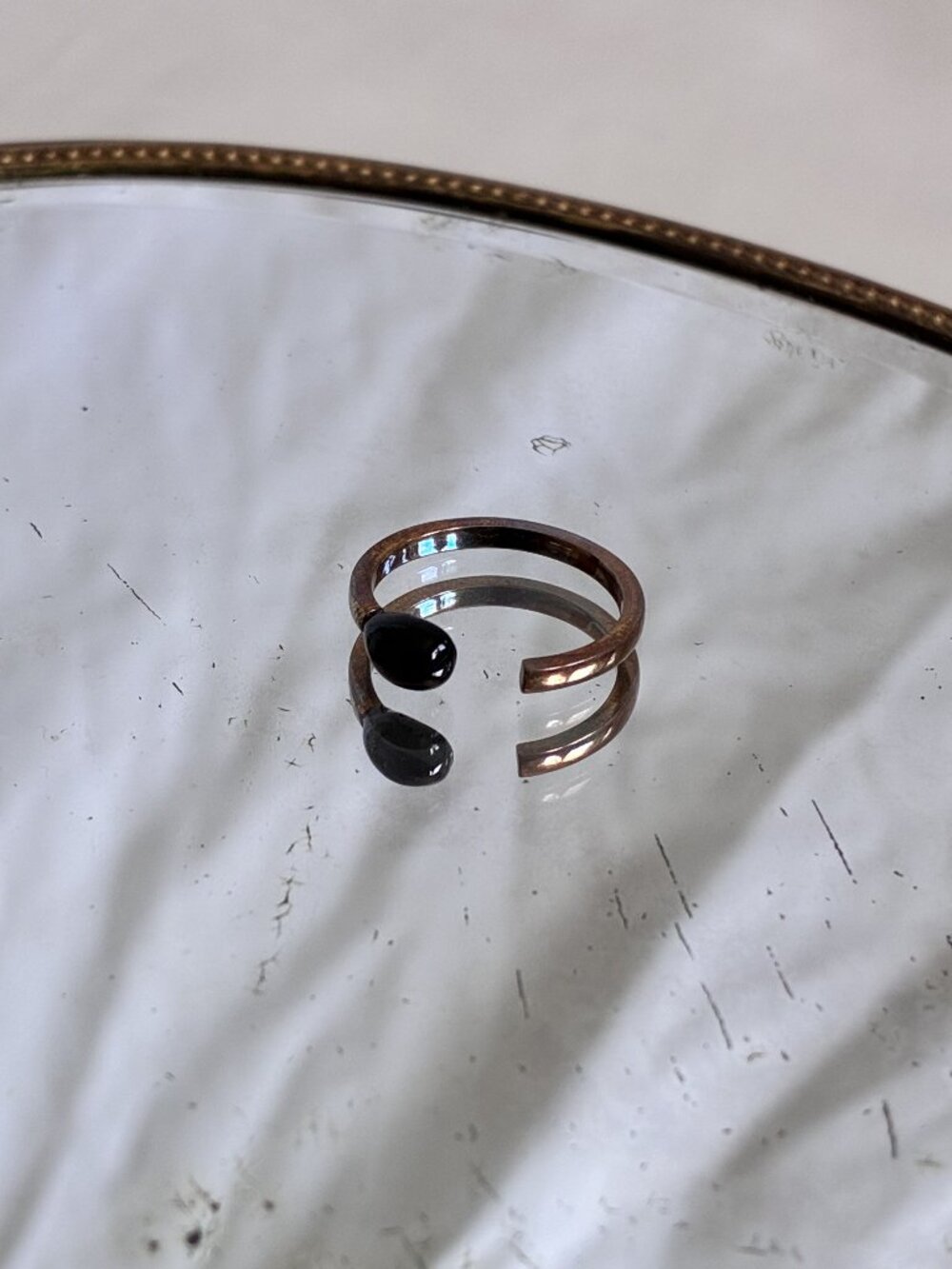 Obsidian and Gold Ring